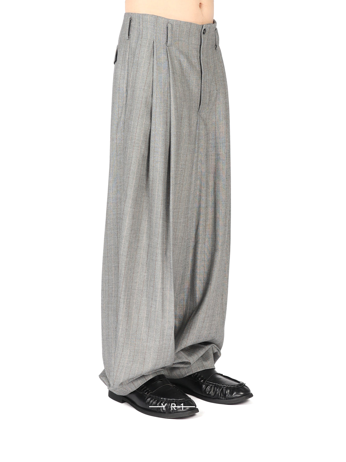 Hed Mayner Grey Plaid Pleated Trousers