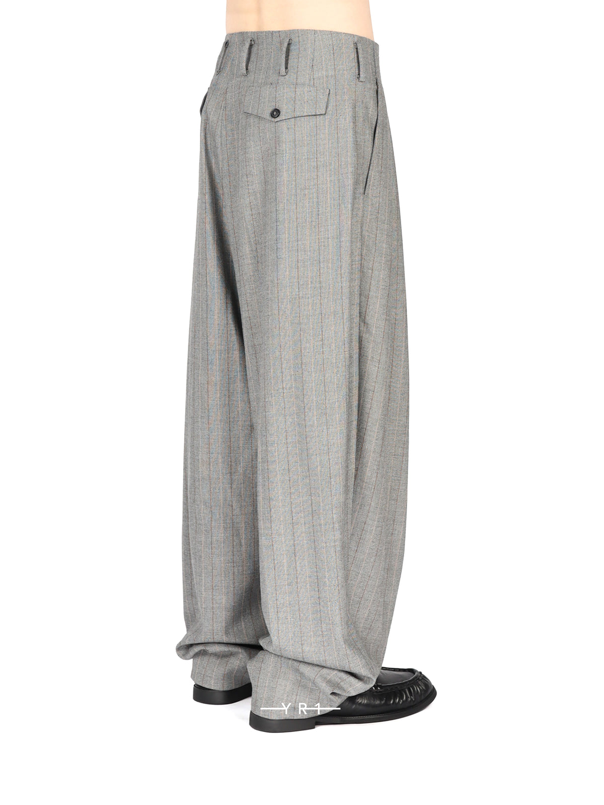 Hed Mayner Grey Plaid Pleated Trousers