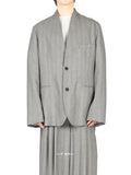 Hed Mayner Grey Striped Herringbone Suit Jacket