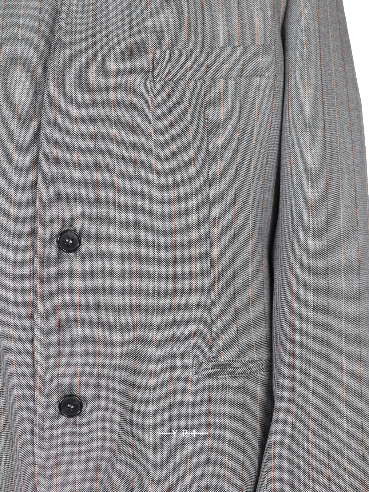 Hed Mayner Grey Striped Herringbone Suit Jacket
