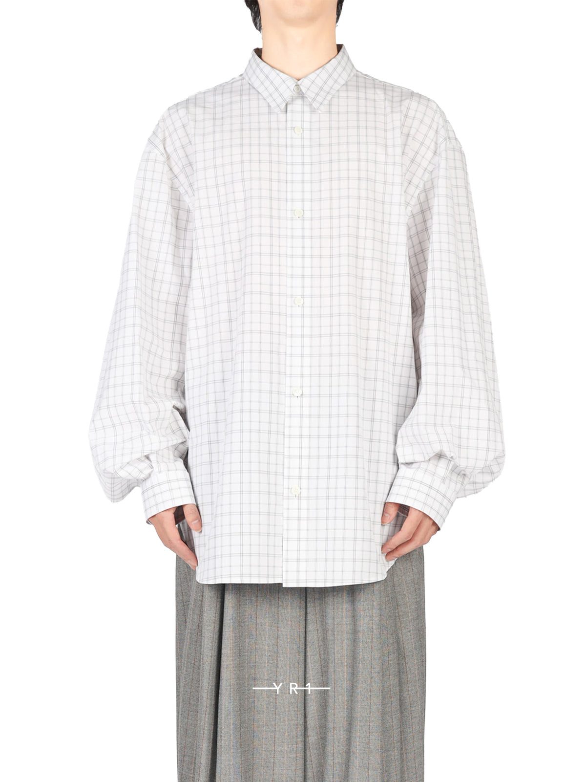 Hed Mayner Grey and white plaid shirt