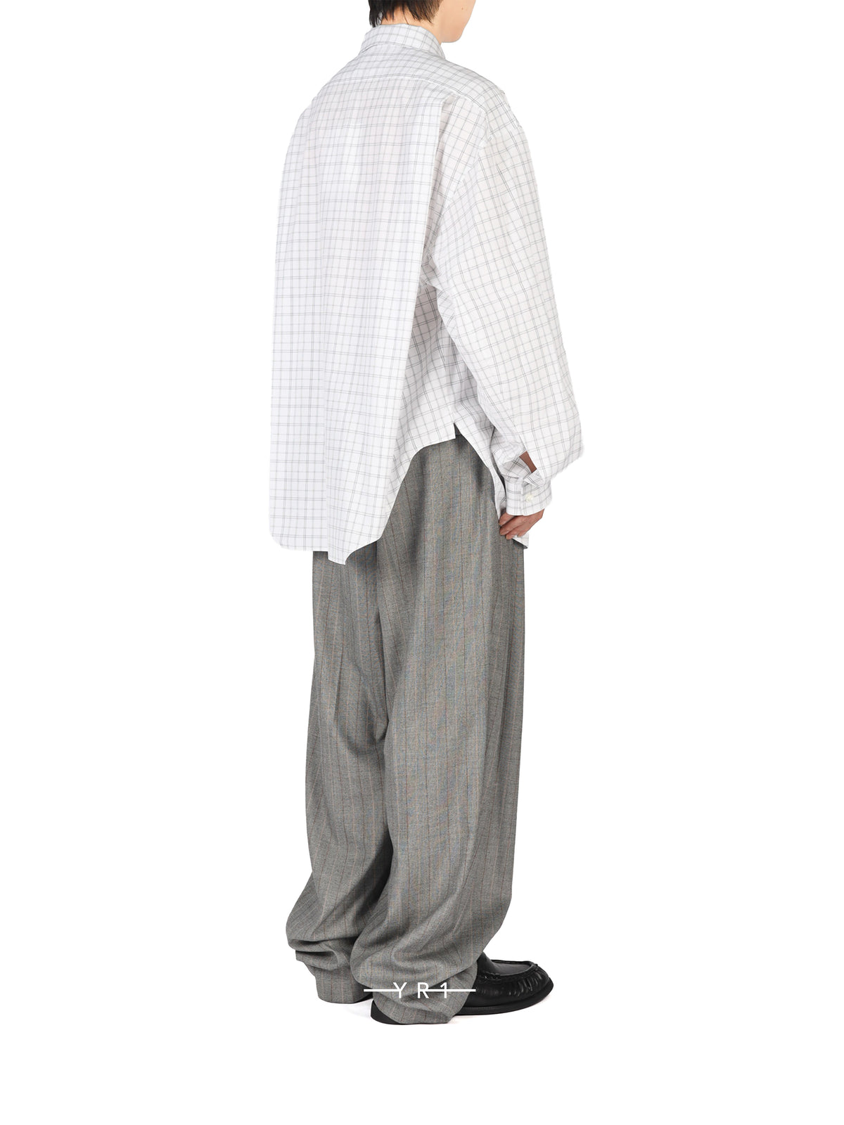 Hed Mayner Grey and white plaid shirt