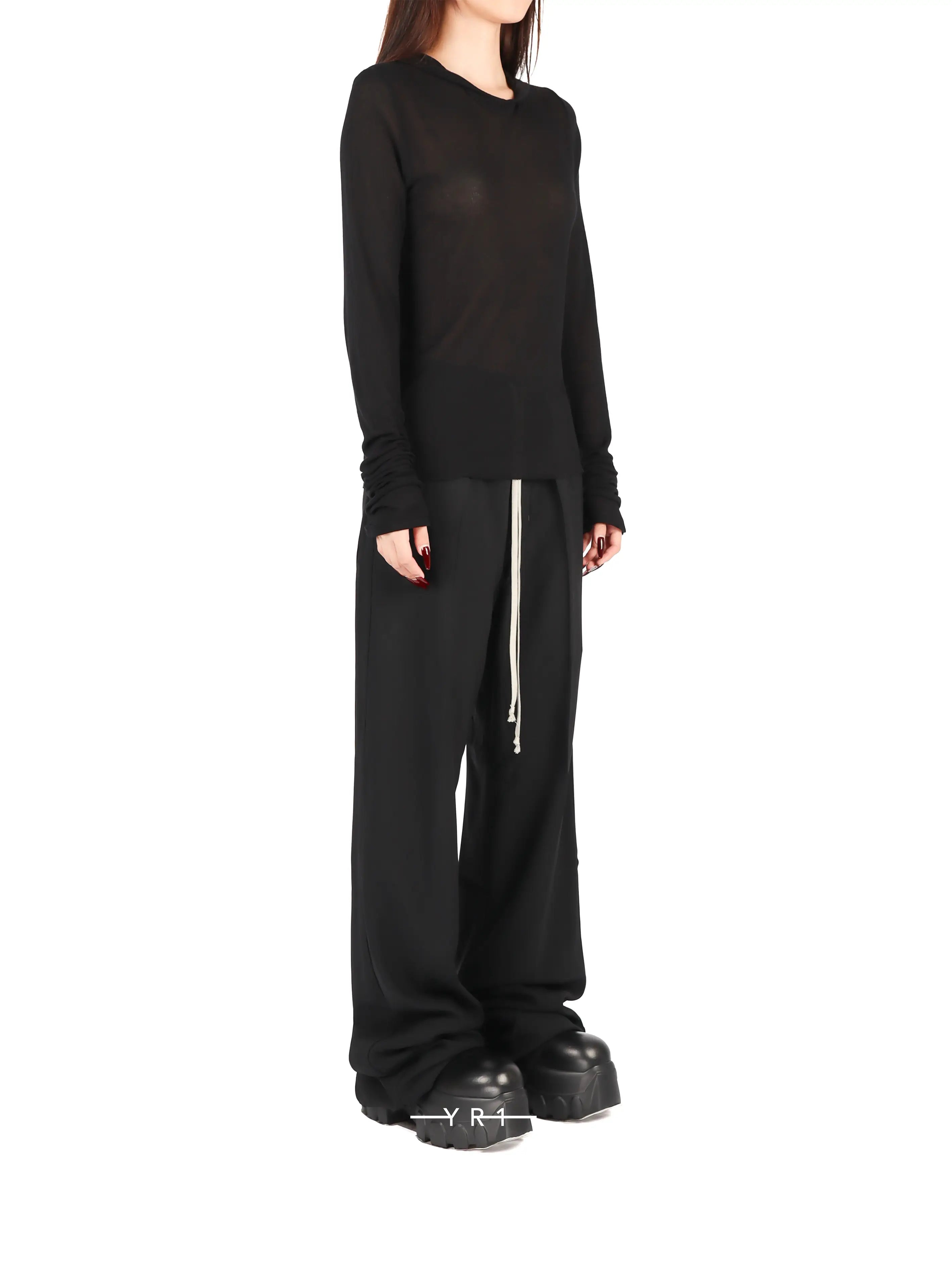 RP Cropped Hooded Rib Ls T