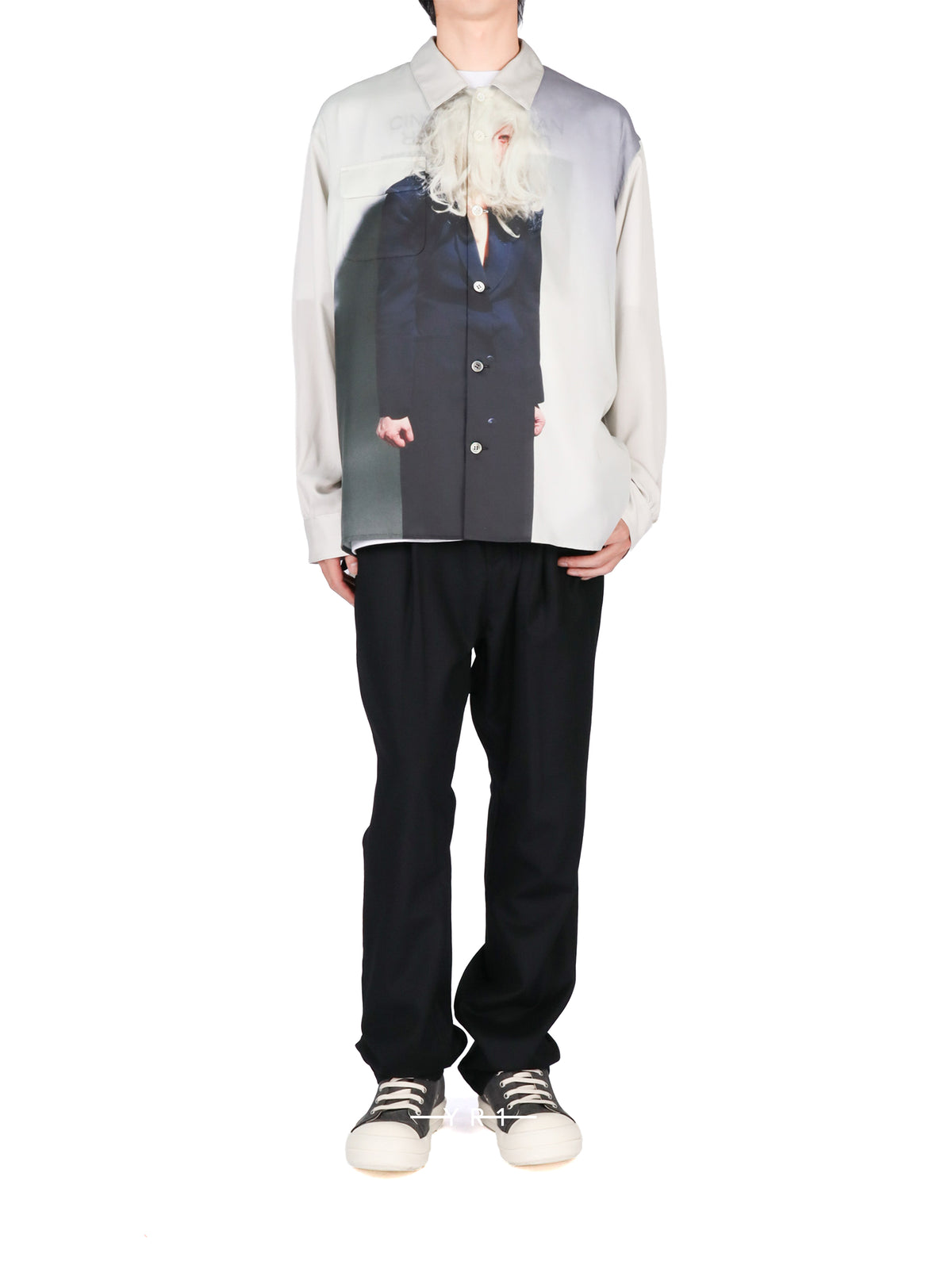 Beige Cindy Sherman Printed Shirt-Shirt-4404